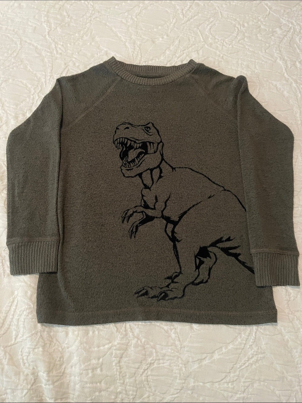 Rumi + Ryder Olive Green Dinosaur Pajama Top
